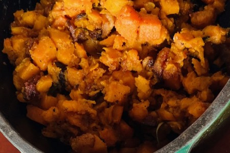 Bourbon Maple Sweet Potato Hash